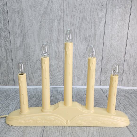 Vintage Christmas Window Candles 5 Light 10" Candolier Electric Drip Wax TESTED - Picture 12 of 12